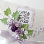 Kopertówka, kartka na ślub beżowo - fioletowa  - 