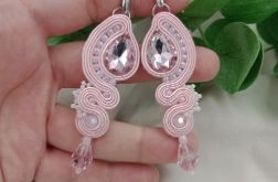Soutache sutasz kolczyki pudrowy róż klipsy