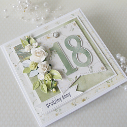 Kartka urodzinowa "18" w zielonych kolorach v.4