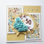 Kartka URODZINOWA z turkusowymi różami - Kartka Urodzinowa z turkusowymi różami