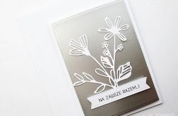 Kartka ŚLUBNA srebrno-biała