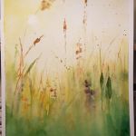 Słoneczna łąka-akwarela formatu 32/24 cm  - 