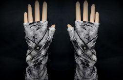 Rękawiczki Rock Alternative biało czarne ozdobione