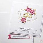 Kartka ŚLUBNA różowo-złocista - Pamiątka ślubu z różowymi kwiatkami