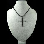 Krzyżyk, miedziany wisior z larvikitem - wisior miedziany wire wrapped
