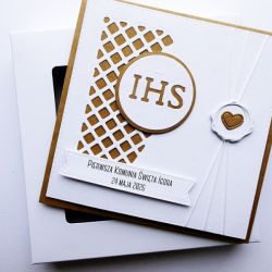 Stylowa kartka na Komunię ręcznie robiona