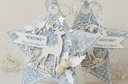 Komplet kartek -Ośnieżone gwiazdy z reniferem