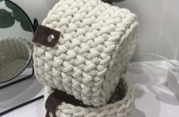 Koszyk 17x14cm,kosz do przechowywania,z paskiem skórzanym.