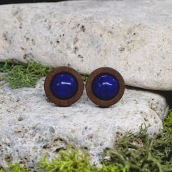 Drewniane spinki do mankietów lapis lazuli #52
