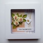 Kartka na ślub z różami handmade romantyczna  - Kartka na ślub w eleganckim pudełku z szybką