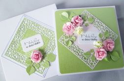 Kartka MŁODEJ PARZE zielono-różowa