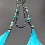 Naszyjnik Długi Sznur Turkusowa Rozgwiazda Z Chwostami - 