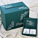 Komplet pudełek ślubnych - butelkowa zieleń 2 - Komplet pudełek ślubnych butelkowa zieleń i srebro, skrzynka na koperty, pudełko na obrączki ślubne personalizowana szkatułka ślub wesele