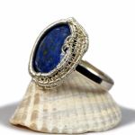 Lapis, Srebrny pierścionek z lapis lazuli - fasetowany lapis pierścionek