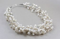 Perły w oplocie i srebro - piękny naszyjnik