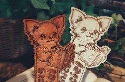 Drewniana zakładka do książki z grawerem - Chihuahua Czytelniczy Psyjaciel