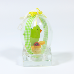 Jajko 3D zielony ptaszek na filcowym kwiatku - biedronki na kwiatku