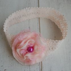 Retro opaska niemowlęca w delikatnym beżu i różu