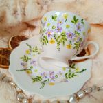 Stokrotki i niezapominajki ręcznie malowany komplet - ręcznie malowane