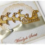 Kartka świąteczna z saniami i reniferami - 