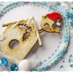 Kartka świąteczna z ptaszkiem i budką - 