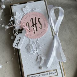 Ozdobne pudełko komunijne! Gotówka! Upominek! Bilety! 