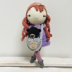 Lalka handmade z misiem w torebce