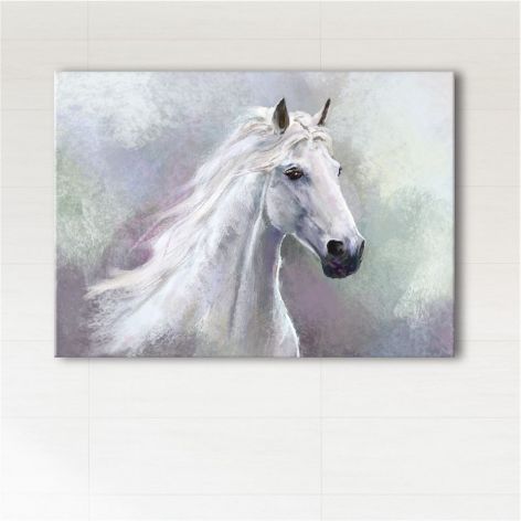 Obraz - Biały koń 100x70 - wydruk na płótnie
