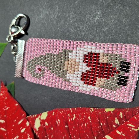 Skrzat Krasnal Walentynki różowy  - Brelok zawieszka do kluczy torebki