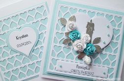 Kartka PAMIĄTKA CHRZTU z sercami #1