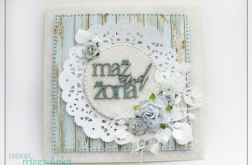 Delikatna kartka na Ślub w błękitach