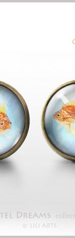 Złota rybka - antyczny brąz - kolczyki wkrętki