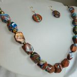 Piasek pustyni i Millefiori, oryginalny zestaw biżuterii, naszyjnik i kolczyki - 