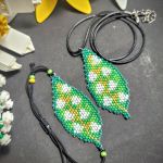 Komplet biżuterii koralikowej "Wiosenne Konwalie" Prezent dla Niej - Komplet biżuterii koralikowej "Wiosenne Konwalie" Prezent dla Niej