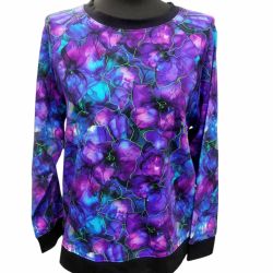 Bluzka damska fioletowe kwiaty XXS/XS