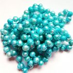 Naturalne błękitne perły słodkowodne, sznur pereł, naszyjnik - 