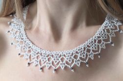 Naszyjnik 'Biała koronka' koraliki szklane