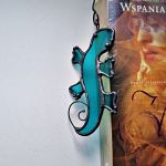 zakładka do książki jaszczurka , witraż - szklana zakładka do książki