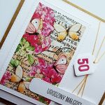 Kartka z motylami i kwiatami na urodziny - Ręcznie robiona kartka urodzinowa z liczbą