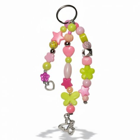 Różowo żółty breloczek 