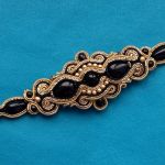 Bransoletka sutasz Beżowo-czarna z Agatem - 