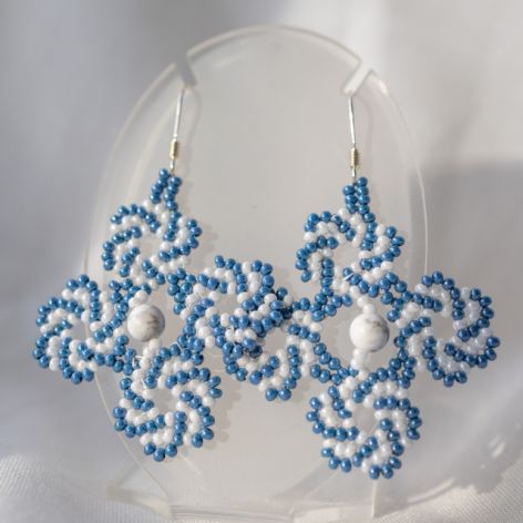 Bigle srebrne Czeskie koraliki szklane Howlit