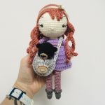 Lalka handmade z misiem w torebce - lalka z maskotką