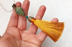 Naszyjnik-wisior Vintage z chwostem frędzlem Miodowy