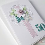 Kartka URODZINOWA różowo-turkusowa - Różowo-turkusowa kartka urodzinowa w przestrzennej kopercie