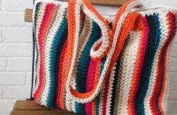 Torba na ramię, torebka do ręki ,kolorowe pasy.