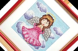 Obraz Haft Krzyżykowy Aniołek 24x24 Rękodzieło Handmade Dekoracja