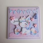 Kartka na urodziny roczek jednorożec z babeczką - Kartka na urodziny roczek jednorożec z babeczką