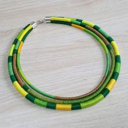 Neo-etno naszyjnik masajka zielono-żółta