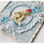 Kartka świąteczna z ptaszkiem i budką - 